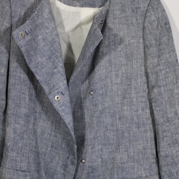 Zara Basics Collection Crossover Blue Textured Tweed Linen Jacket Blazer Medium - Picture 3 of 11